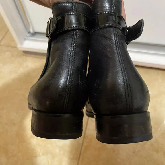 Genuine Sheepskin Winter BOOTS / Booties SIZE 36/5.5 ITALY Black Leather - Picture 4 of 9